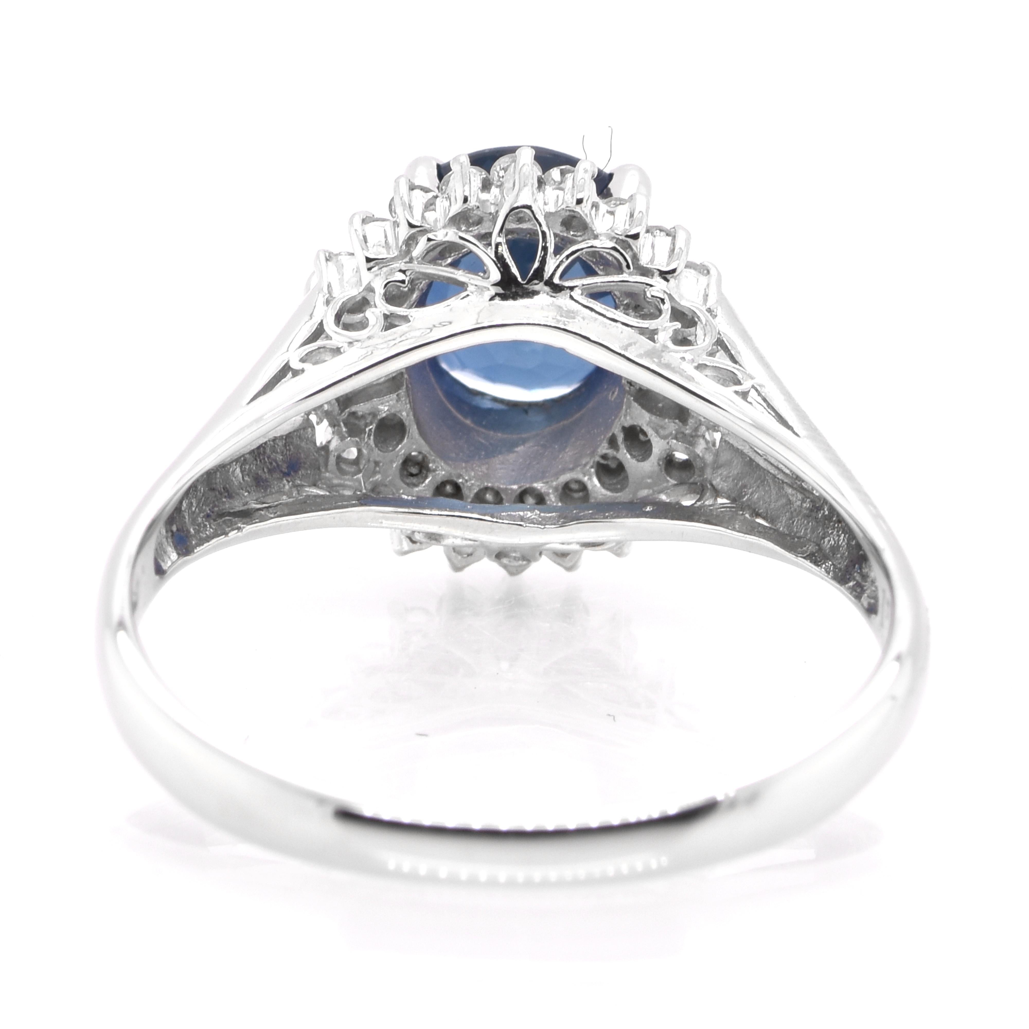 1.57 Carat Natural Sapphire and Diamond Ballerina Cocktail Ring set in Platinum In Excellent Condition For Sale In Tokyo, JP