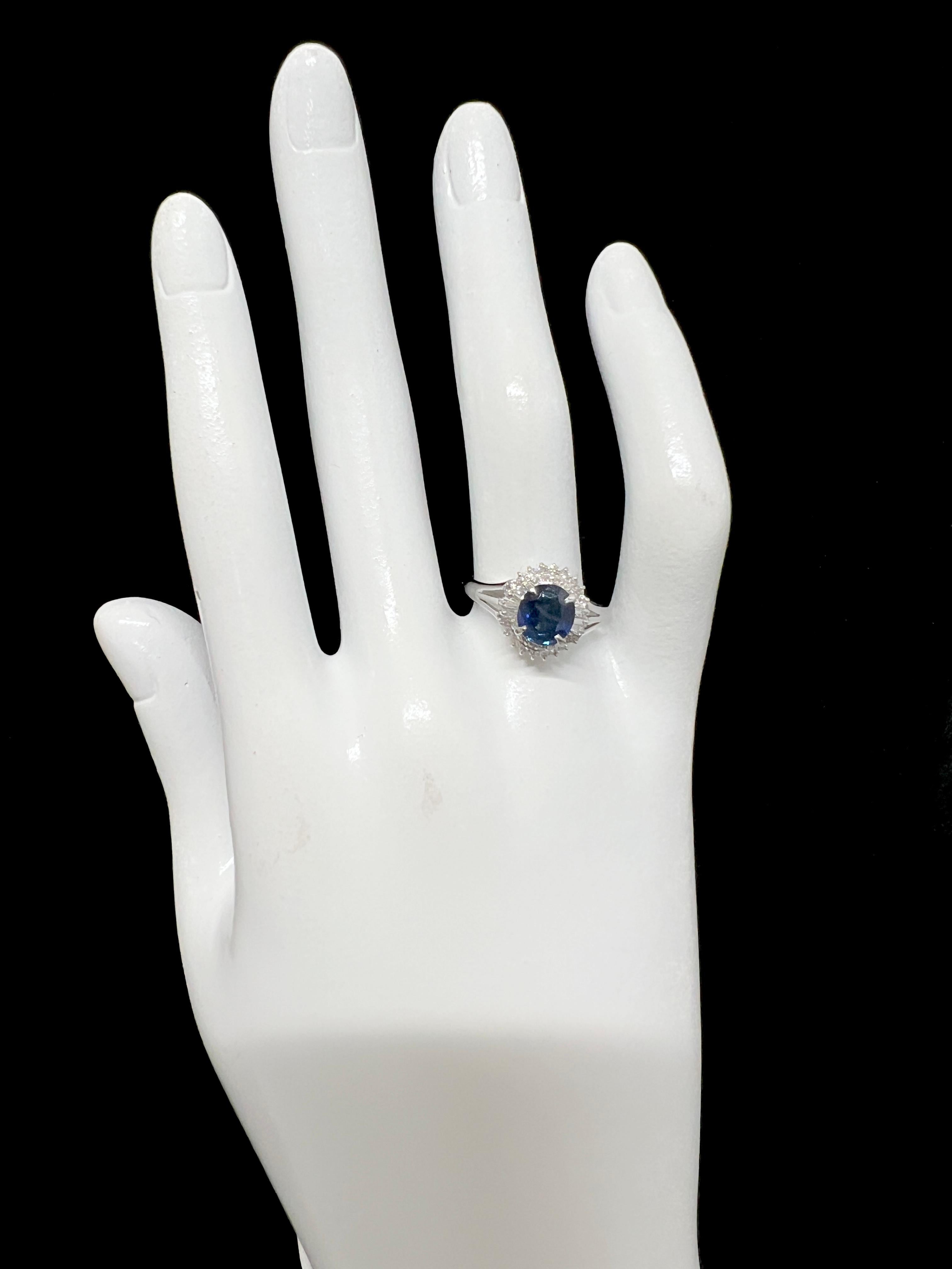 Women's 1.57 Carat Natural Sapphire and Diamond Ballerina Cocktail Ring set in Platinum For Sale