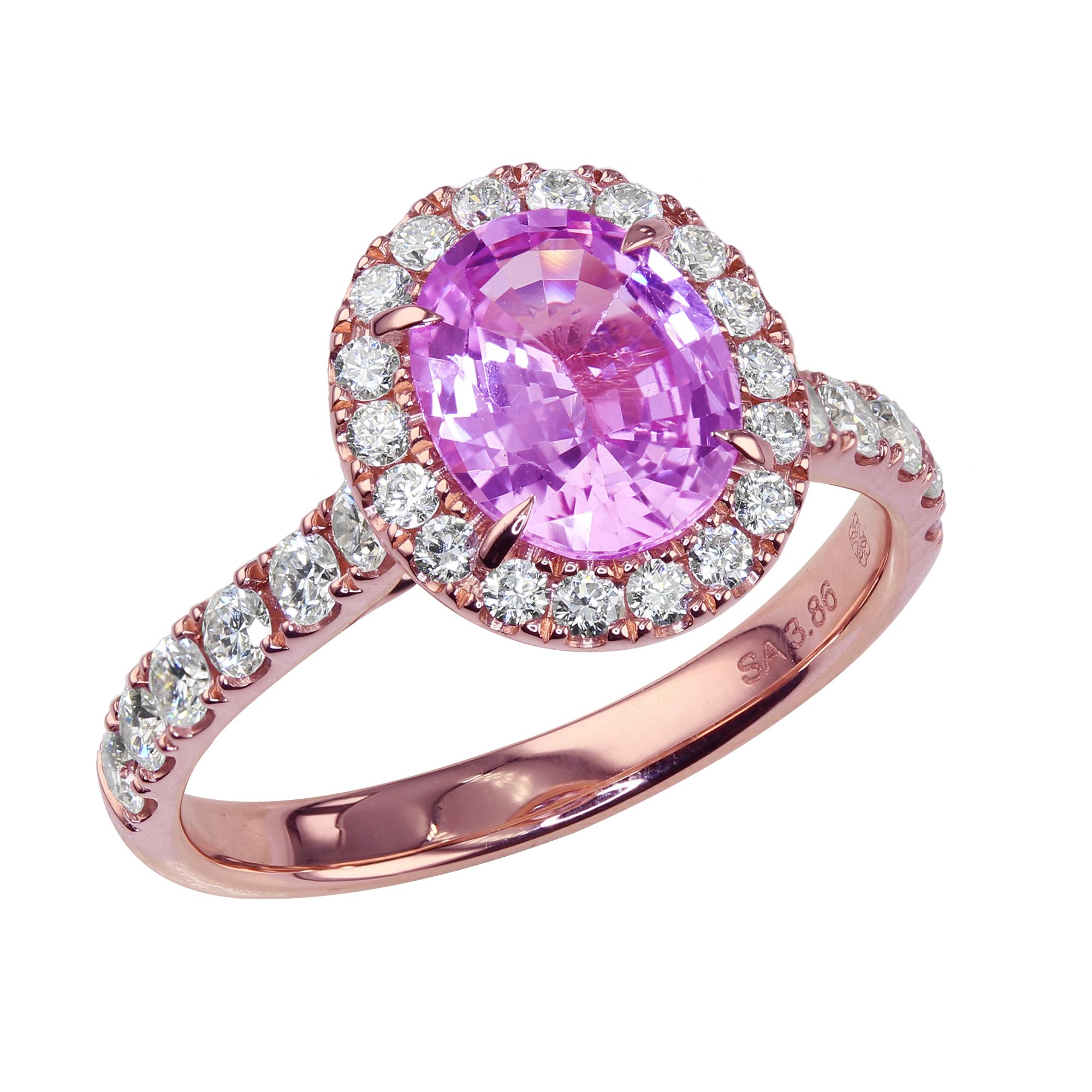 1.57 Carat Pink Sapphire Cocktail Ring set in 18K Rose Gold For Sale