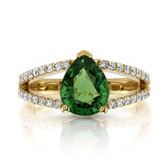 1.57ct Pear Tsavorite Garnet & Diamond 18K Yellow Gold Ring