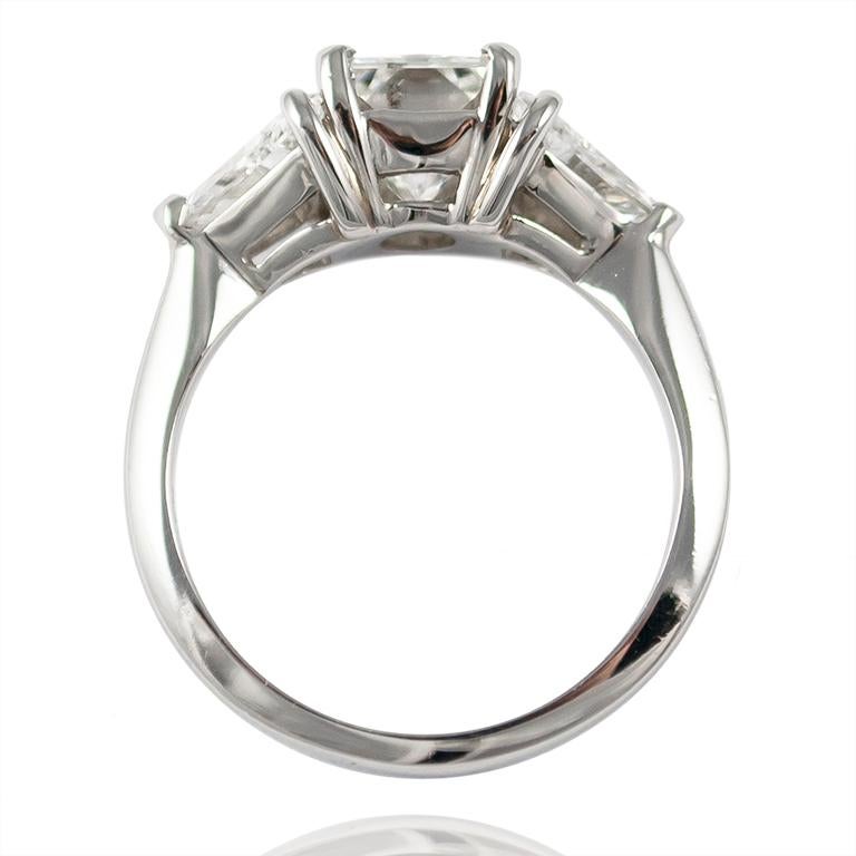 Women's or Men's  1.57 Carat Radiant Cut Diamond Three-Stone Platinum Ring
