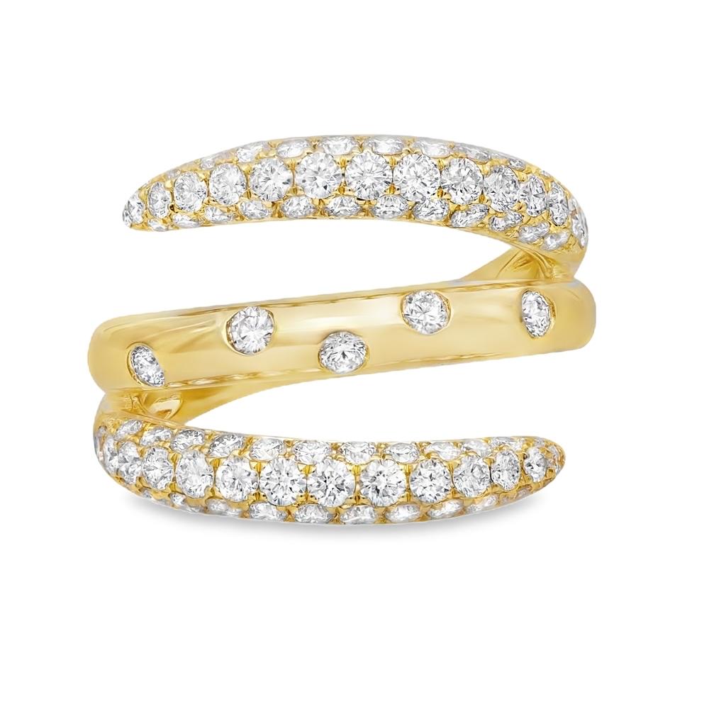 For Sale:  1.57 Carat Round Cut Diamond Spiral Fashion Ring 18K Yellow Gold 4