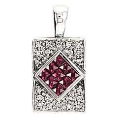 1.57 Carat Ruby and White Diamond Pendant Necklace