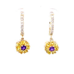 Saphir-Diamant-Tropfen-Ohrringe aus 14 Karat Gelbgold