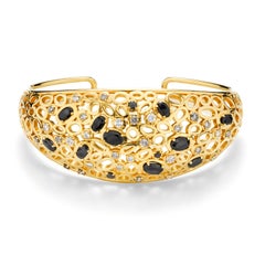 1.57 Carat White, Grey and Black Diamond 2.29 Black Spinel Statement Bracelet