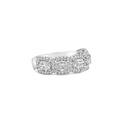 Roman Malakov 1.57 Carats Total Five-Stone Oval Cut Diamond Halo Wedding Band