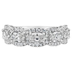 Roman Malakov 1.57 Carats Total Five-Stone Oval Cut Diamond Halo Wedding Band