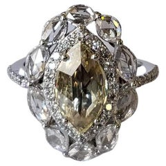 1.57 carats, Yellow Marquise Diamond 
Rose Cut Diamonds Engagement Ring