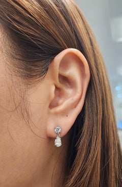 Pendientes de gota de diamantes redondos y pera con certificado GIA de 1,57 quilates