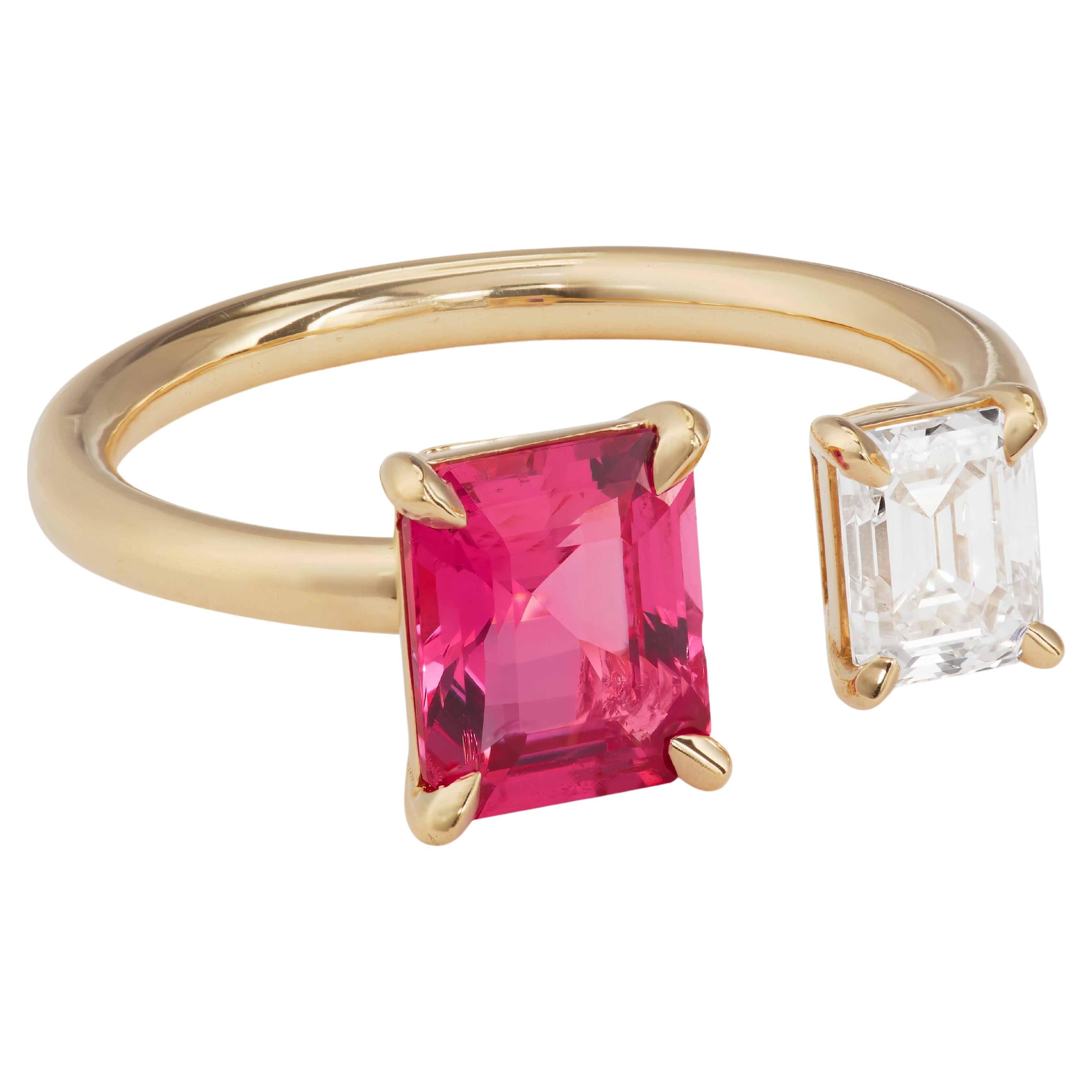 Mahenge Spinel and Diamond Open Ring