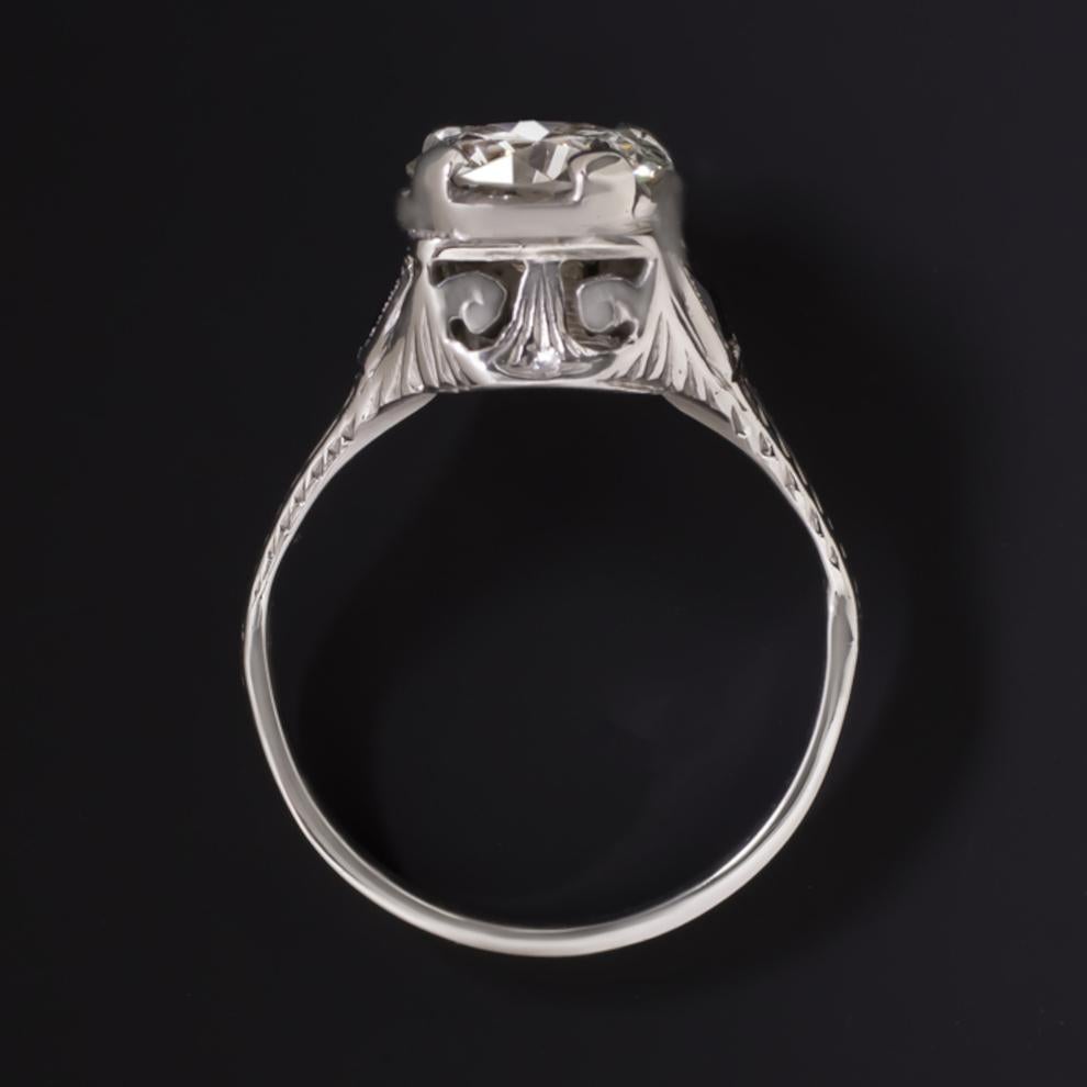Art Deco 1.57 Ct Old European Cut Diamond Engagement Ring Sapphire Antique Vintage
