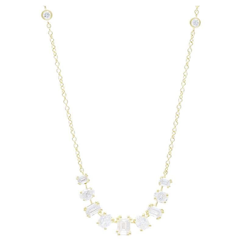 1.57 CTW diamants ronds en or jaune 14K Collection classique Collier délicat