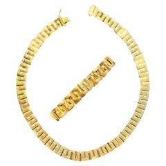 Used 157 Grams 18 Karat Gold Link Chain Design Gold Necklace and Bracelet Men's Set