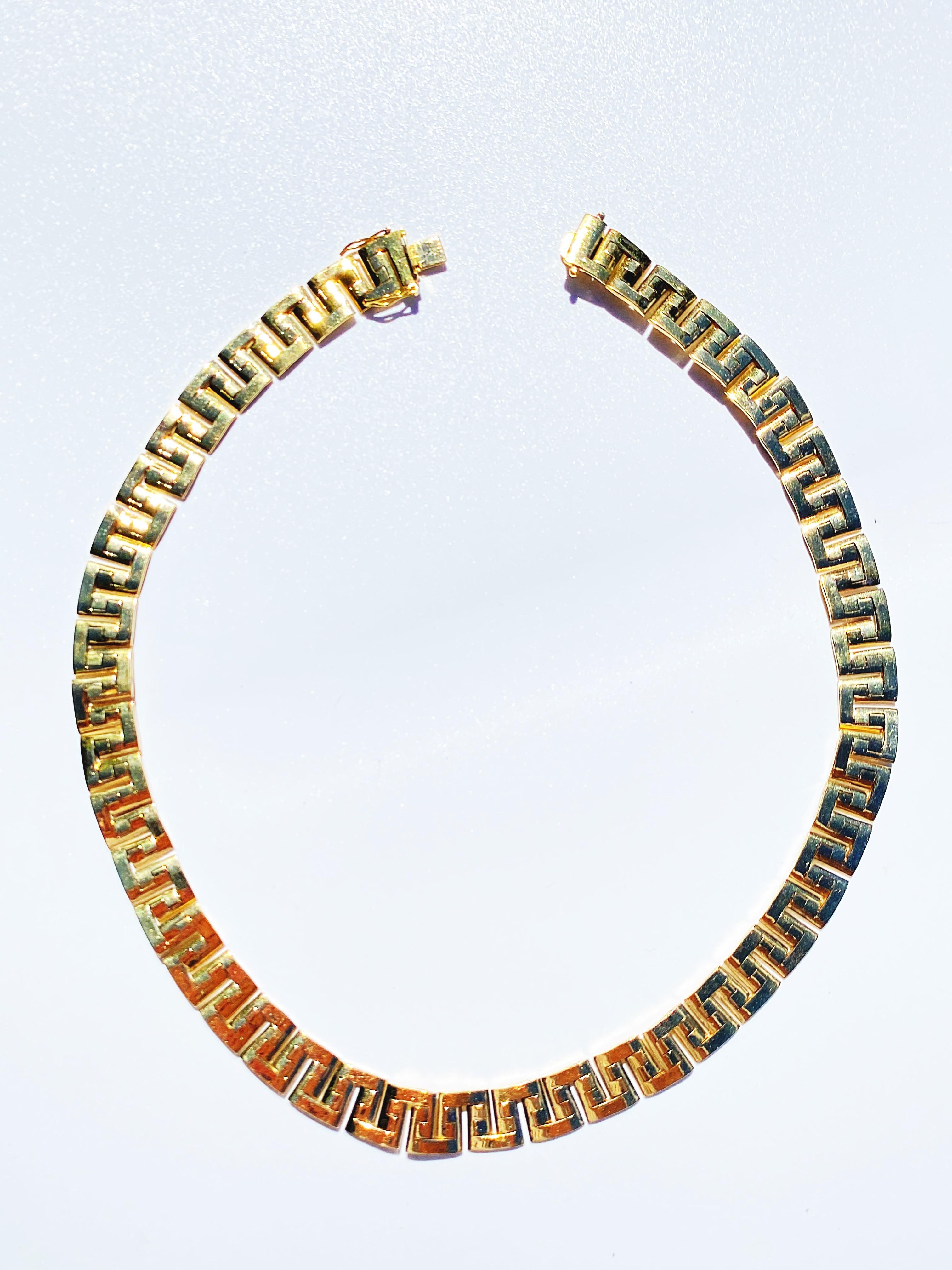 Retro 157 Grams 18 Karat Gold Link Chain Design Gold Necklace and Bracelet Men's Set For Sale
