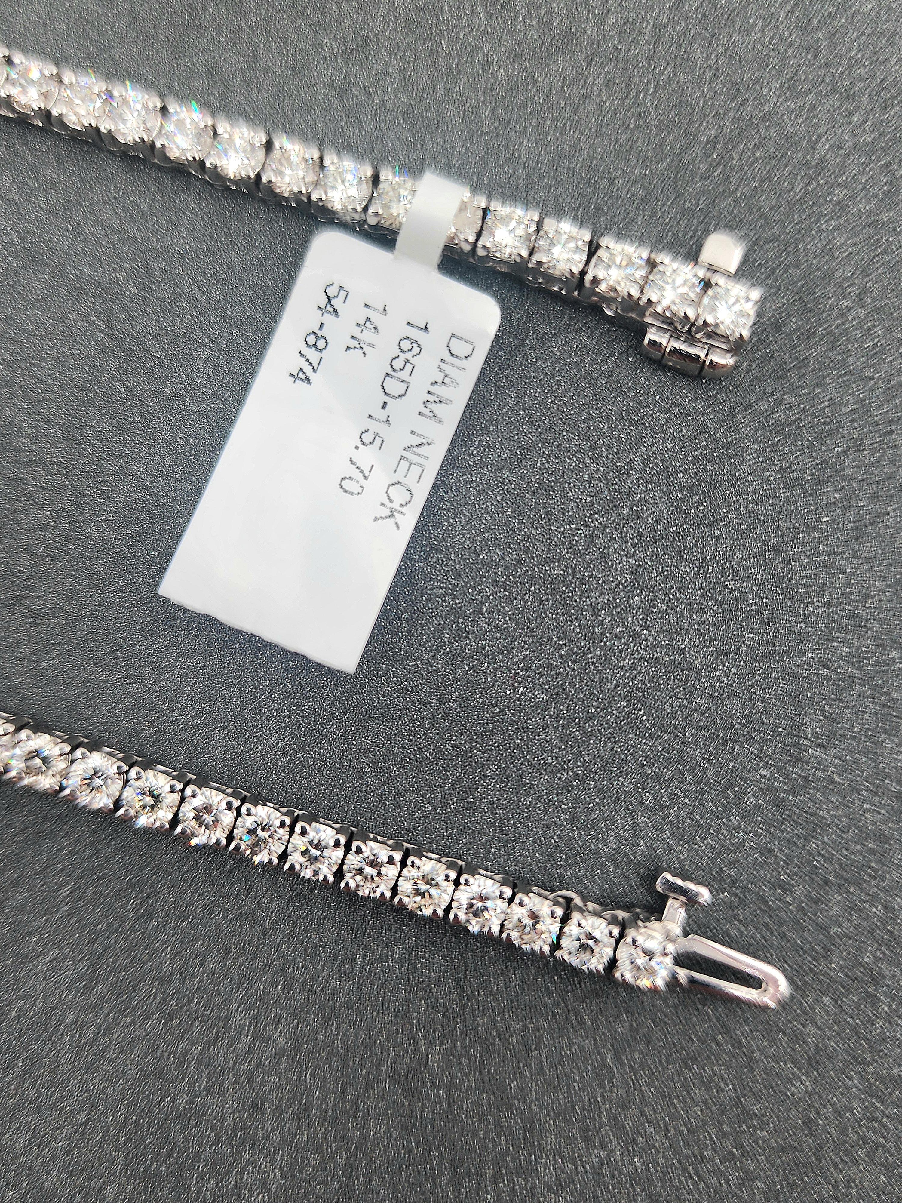 Modern 15.70 ct Diamond Tennis Necklace