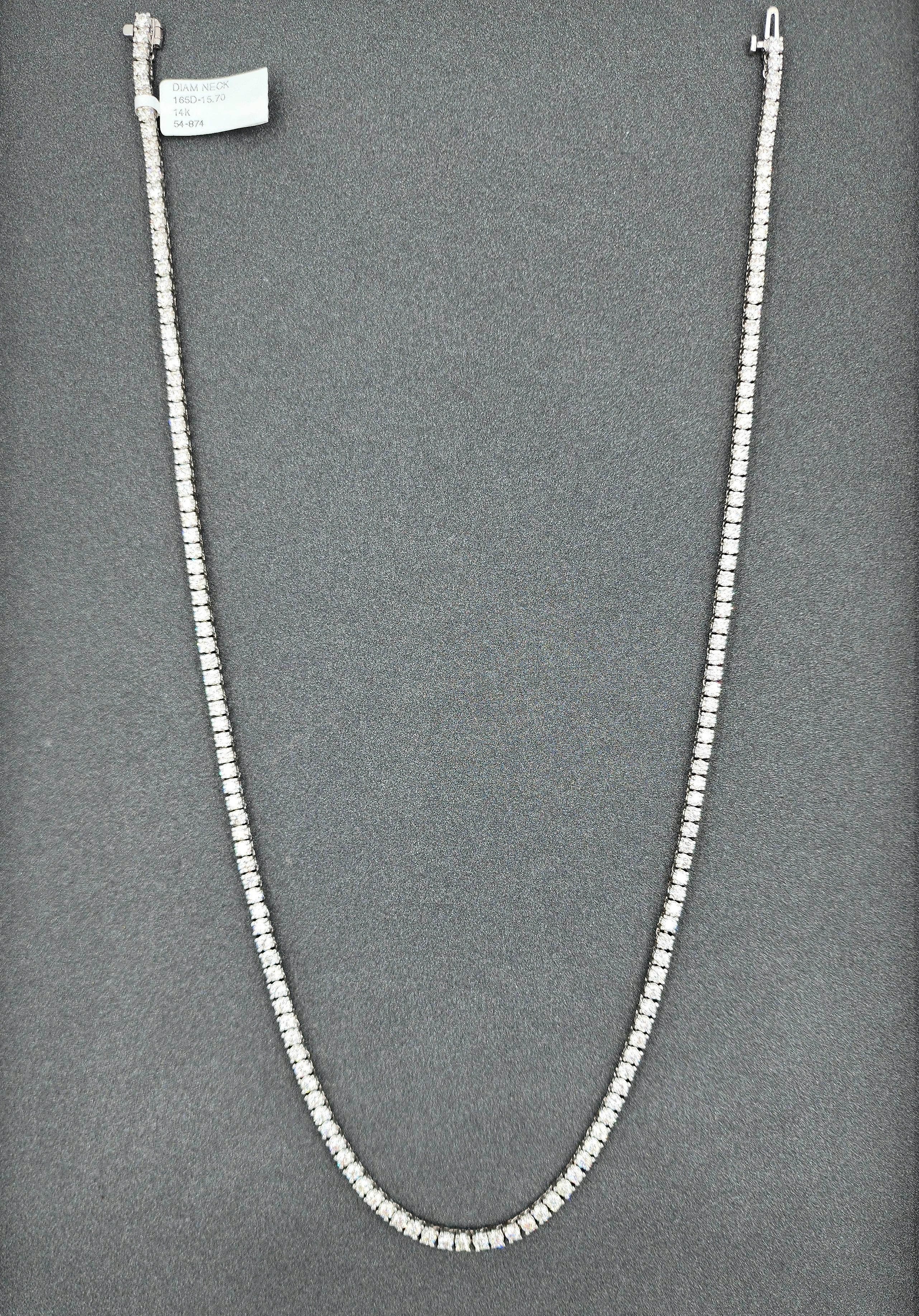 15.70 ct Diamond Tennis Necklace In New Condition In Chicago, IL