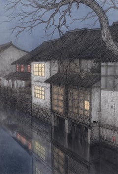 Contemporary Chinese Ink - Tranquil Night - framed