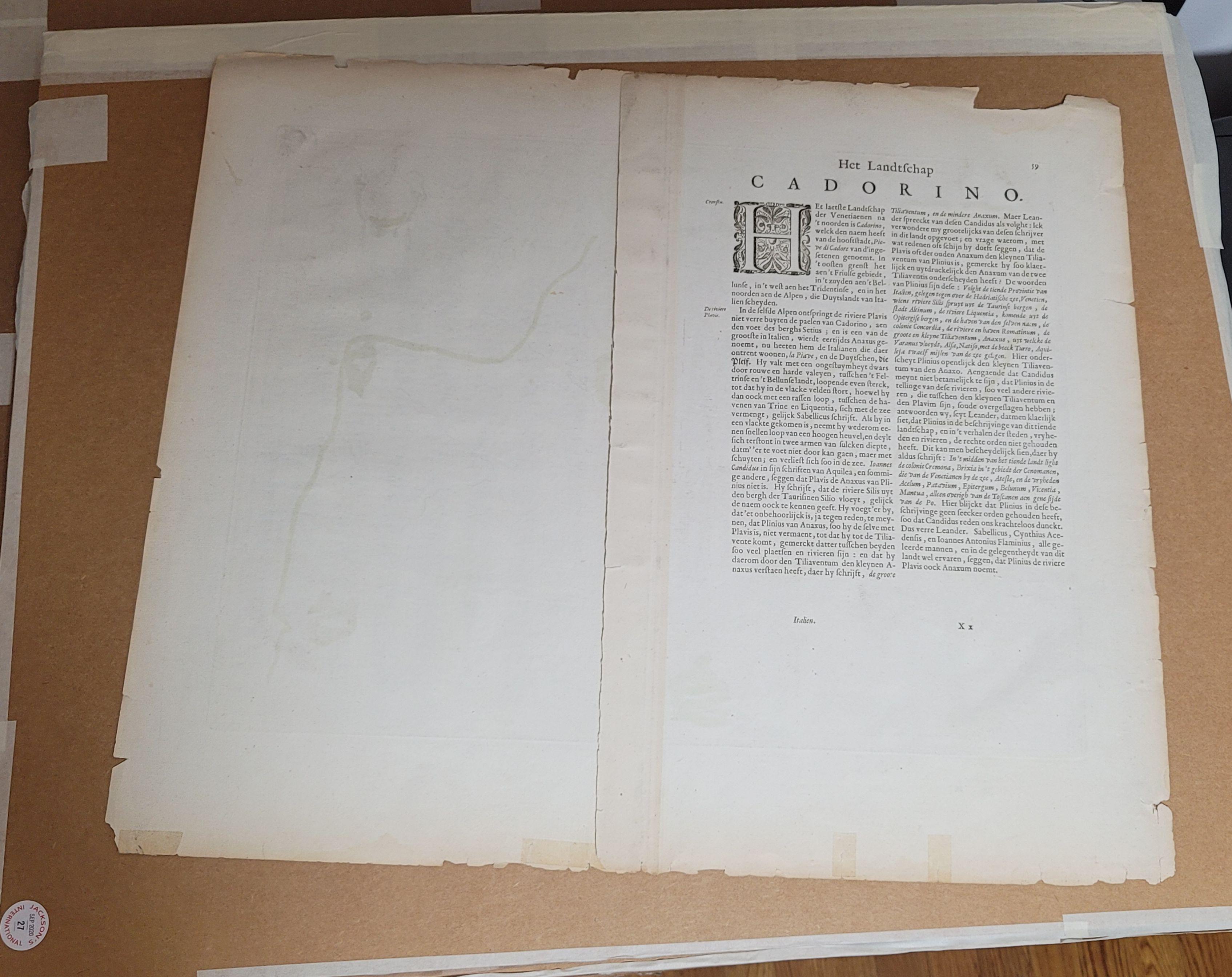 Paper 1571-1638 Willem Blaeu map entitled, 
