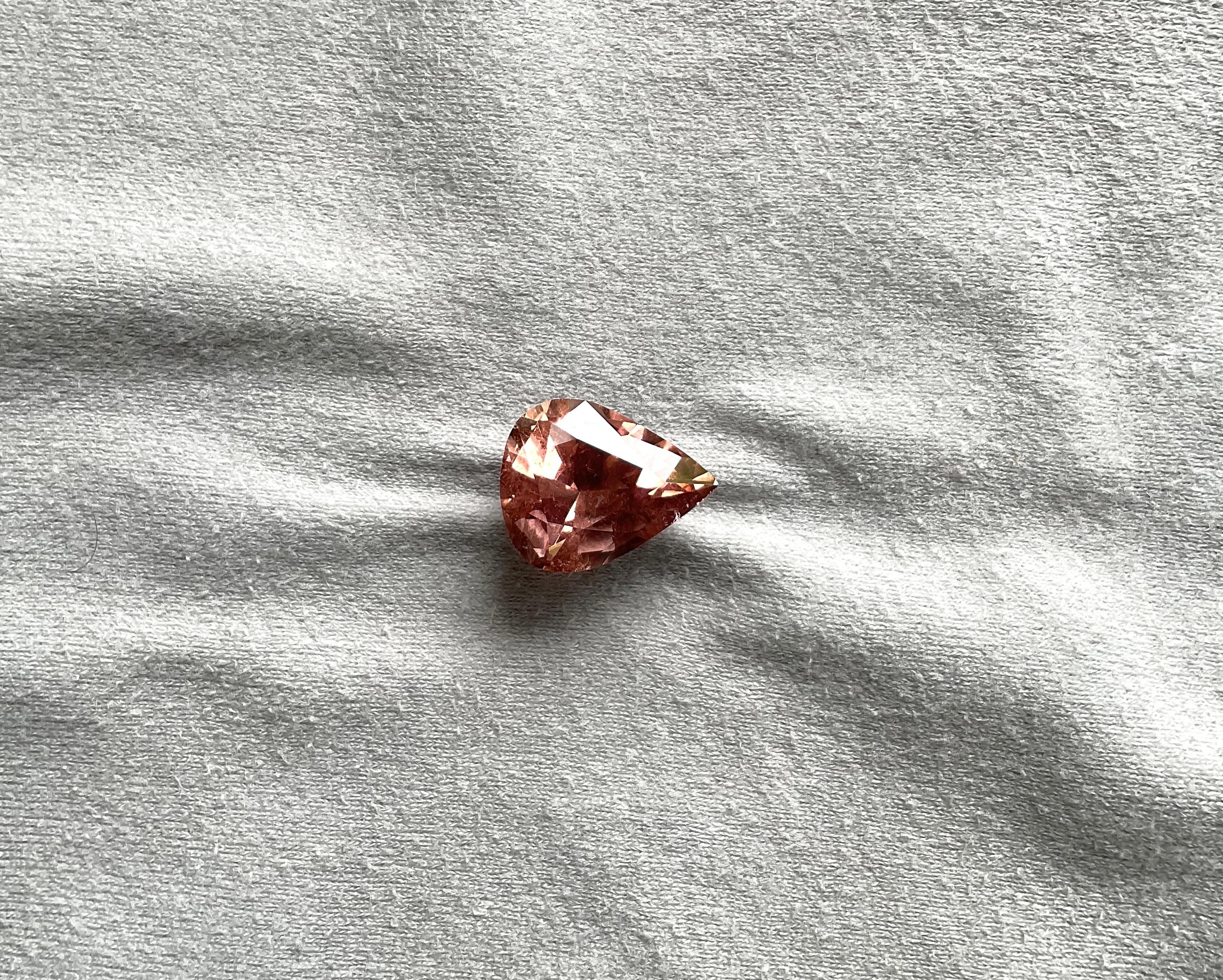 15,71 quilates turmalina melocotón rosáceo talla pera para joyería Piedra preciosa natural Art Decó en venta