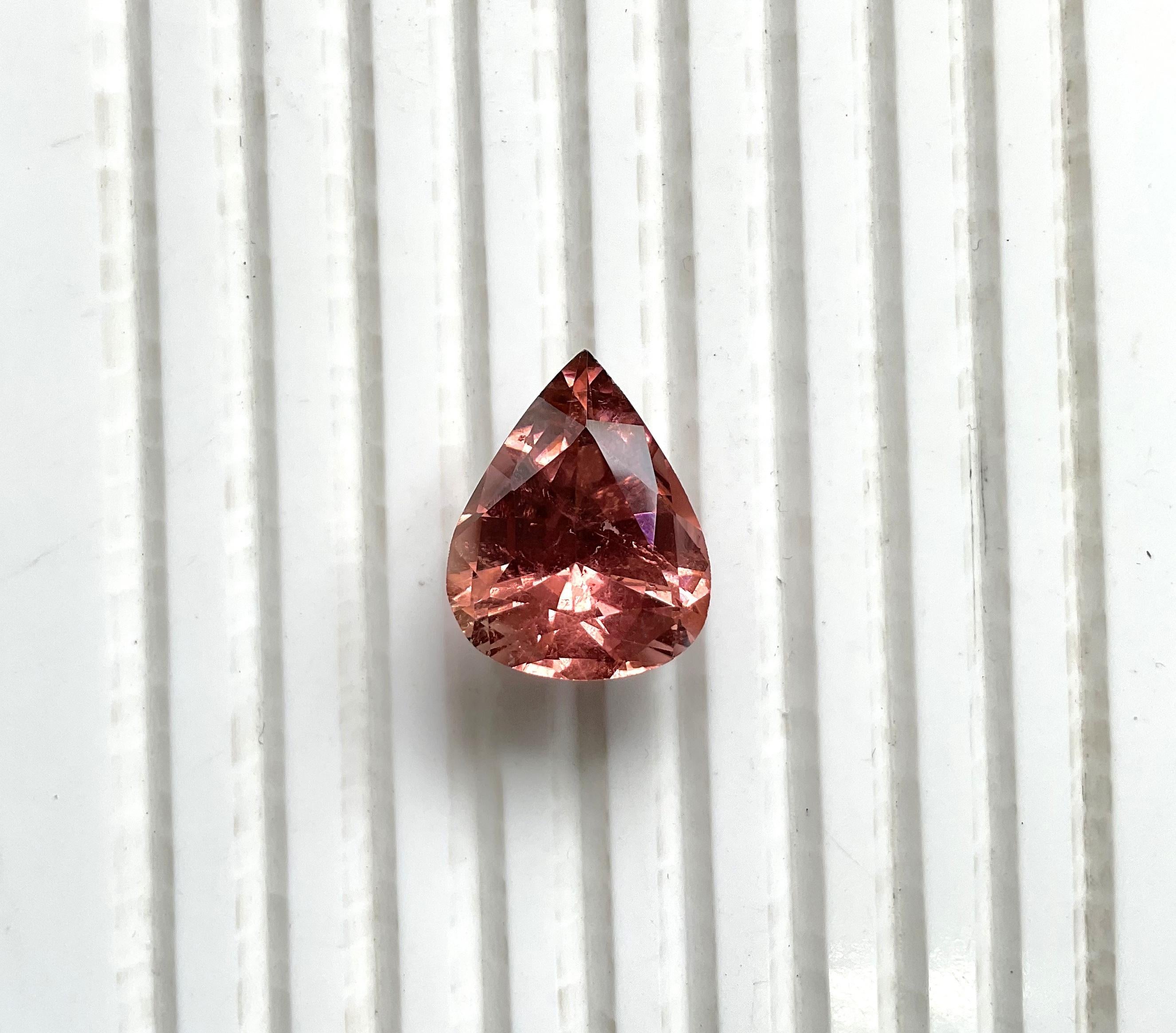 15,71 quilates turmalina melocotón rosáceo talla pera para joyería Piedra preciosa natural Corte pera en venta