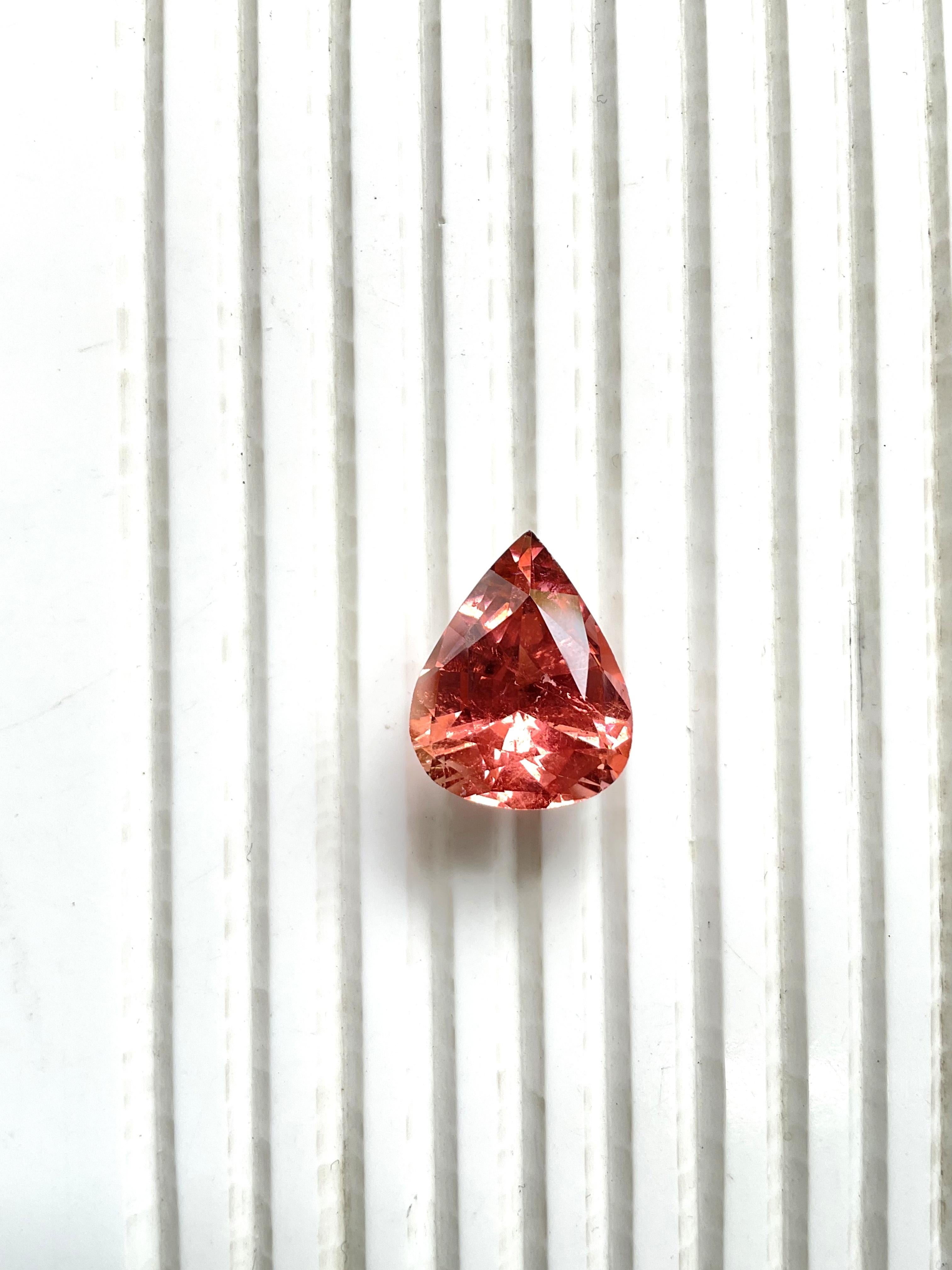 Femenino o masculino 15,71 quilates turmalina melocotón rosáceo talla pera para joyería Piedra preciosa natural en venta