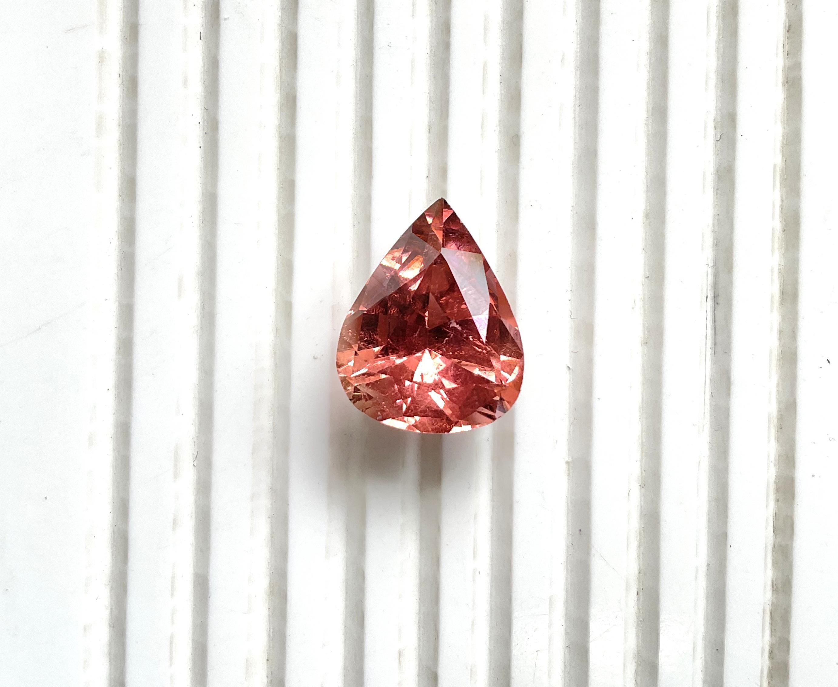 15,71 quilates turmalina melocotón rosáceo talla pera para joyería Piedra preciosa natural en venta 1