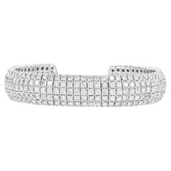  15.72 carat Diamond 18K Gold Wide Five Row Cuff Statement Bracelet