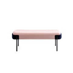 Banc en velours rose, conçu par Marco Zito, fabriqué en Italie