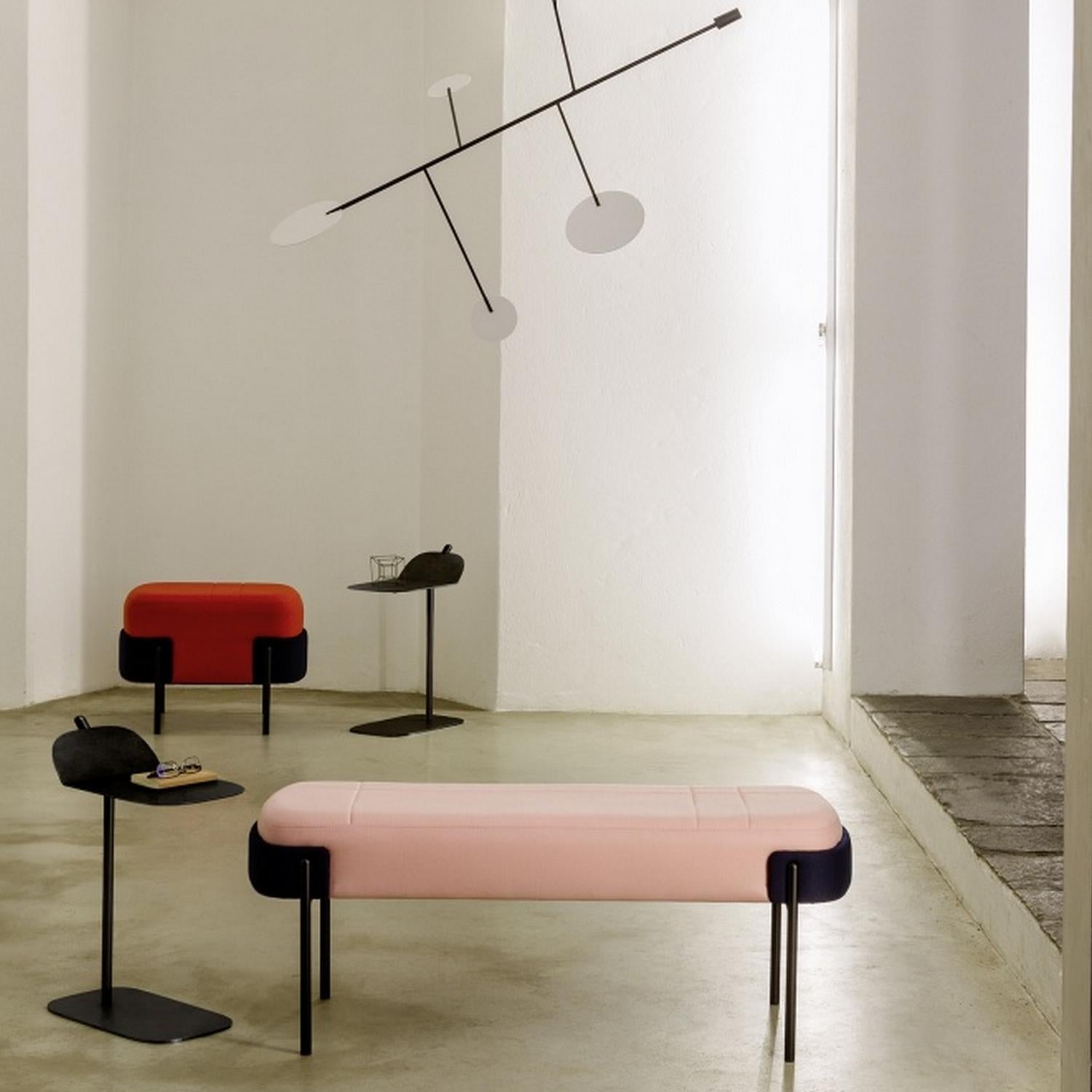 Modern Pink Velvet Bench, Designed by Marco Zito, Made in Italy For Sale