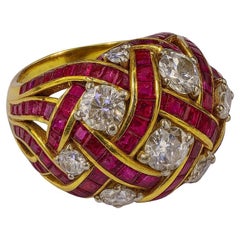 15,74 carats Tiffany & Co. Bague en platine et or jaune 18K avec diamants et rubis