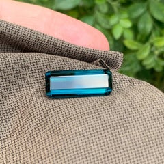 15.75 Carat Fine Quality Blue Tourmaline Gem Eye Clean Emerald Cut From Africa