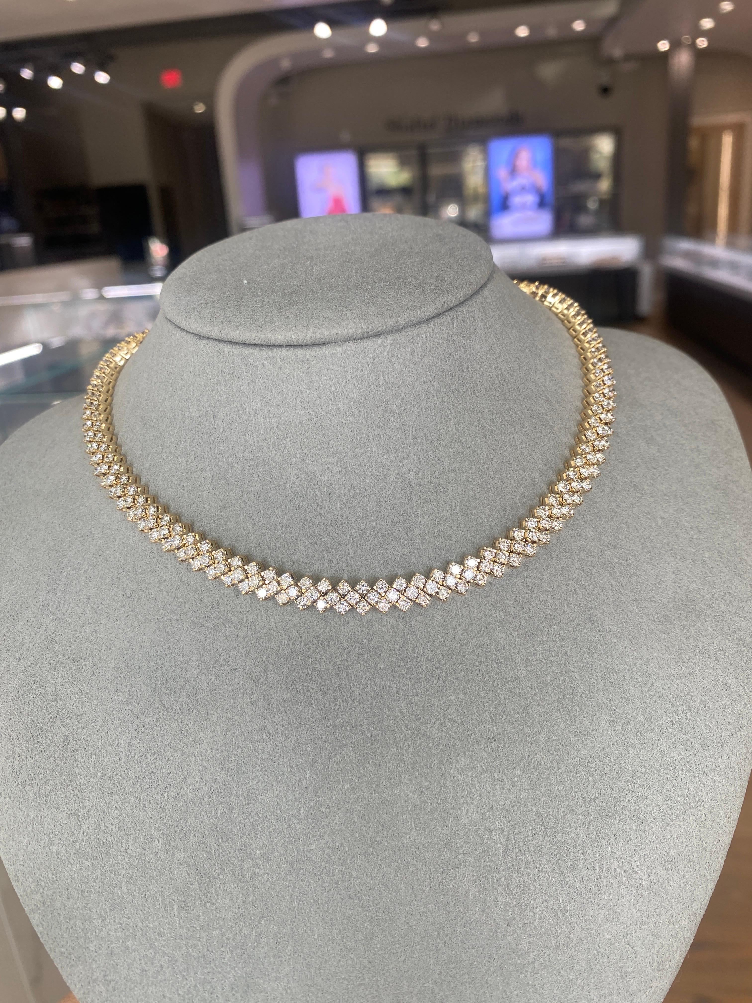 Choker-Halskette aus 18 Karat Gelbgold mit 15,75 Karat runden Diamanten im Gesamtgewicht für Damen oder Herren
