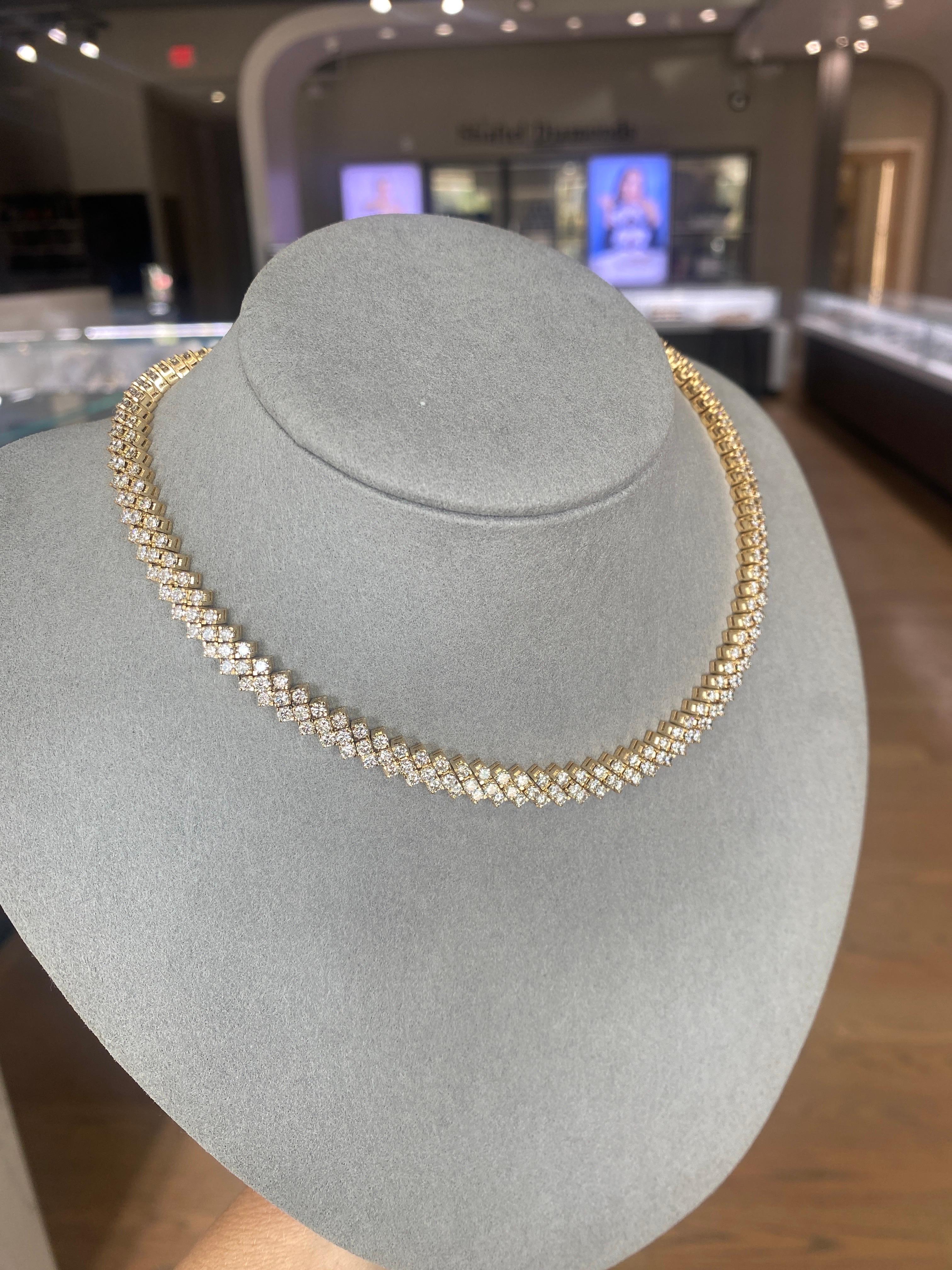 Choker-Halskette aus 18 Karat Gelbgold mit 15,75 Karat runden Diamanten im Gesamtgewicht 1