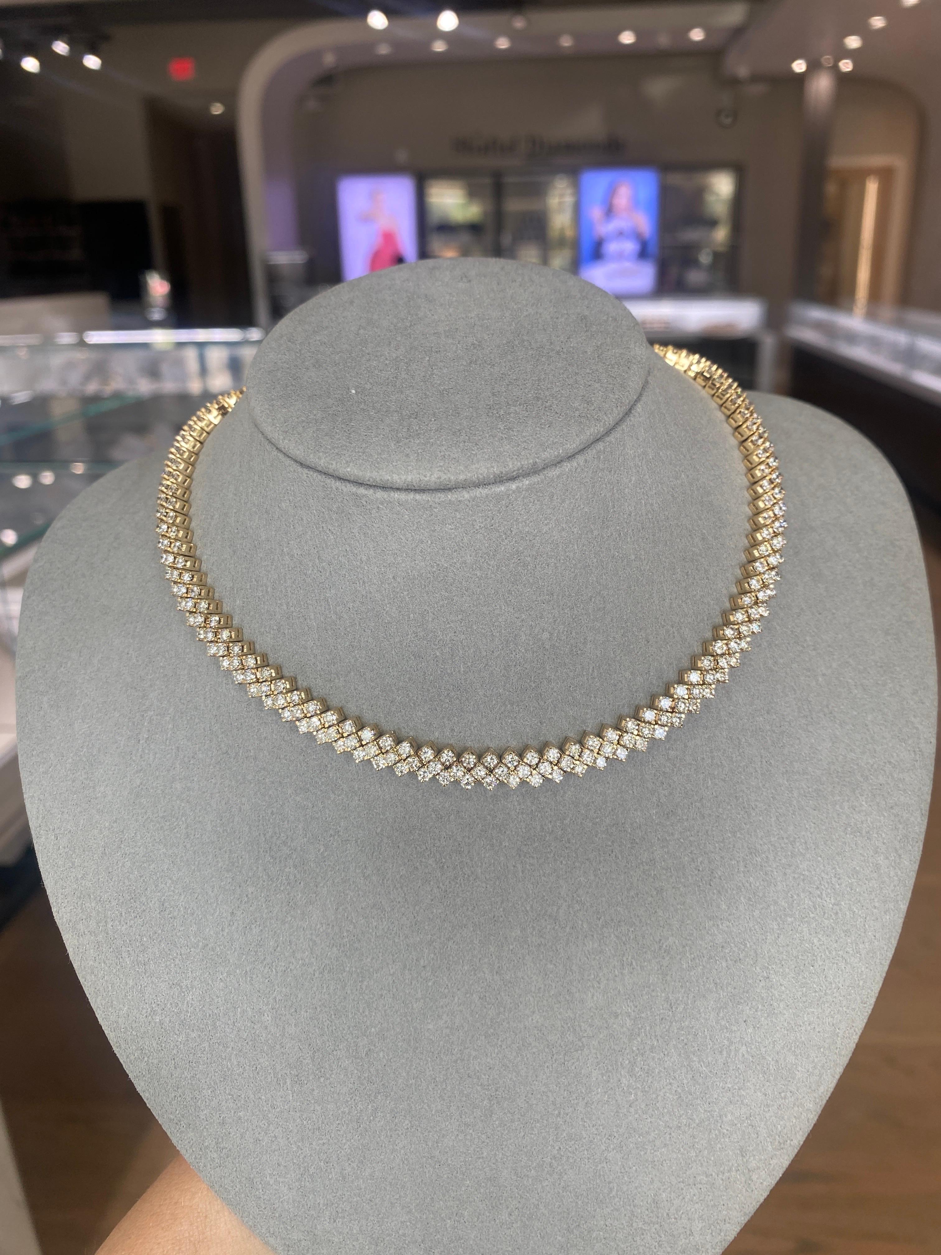 Choker-Halskette aus 18 Karat Gelbgold mit 15,75 Karat runden Diamanten im Gesamtgewicht 2