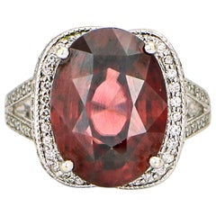 15.76 Carat 14 Karat White Gold AGL Certified Natural Rose Zircon Diamond Ring