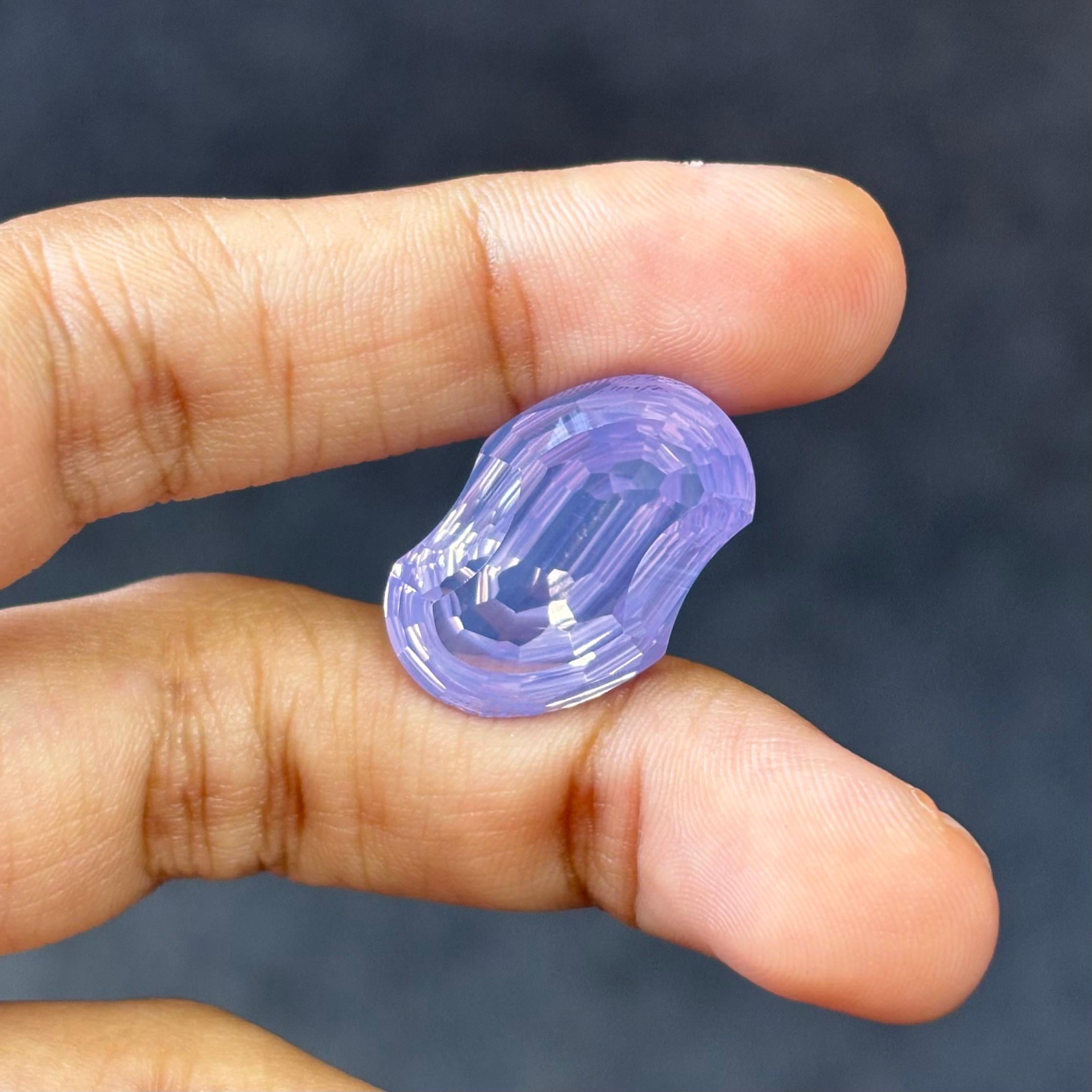 A mesmerising 15.77 Carat Amethyst gemstone. It is completely natural and it is a clean stone.  The amethyst has a unique and breath-taking pastel purple color that is sure to allure you at first sight! The amethyst is cut to perfection in a