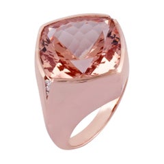 15.79 Carat Morganite and Diamond Ring Studded in 18 Karat Rose Gold