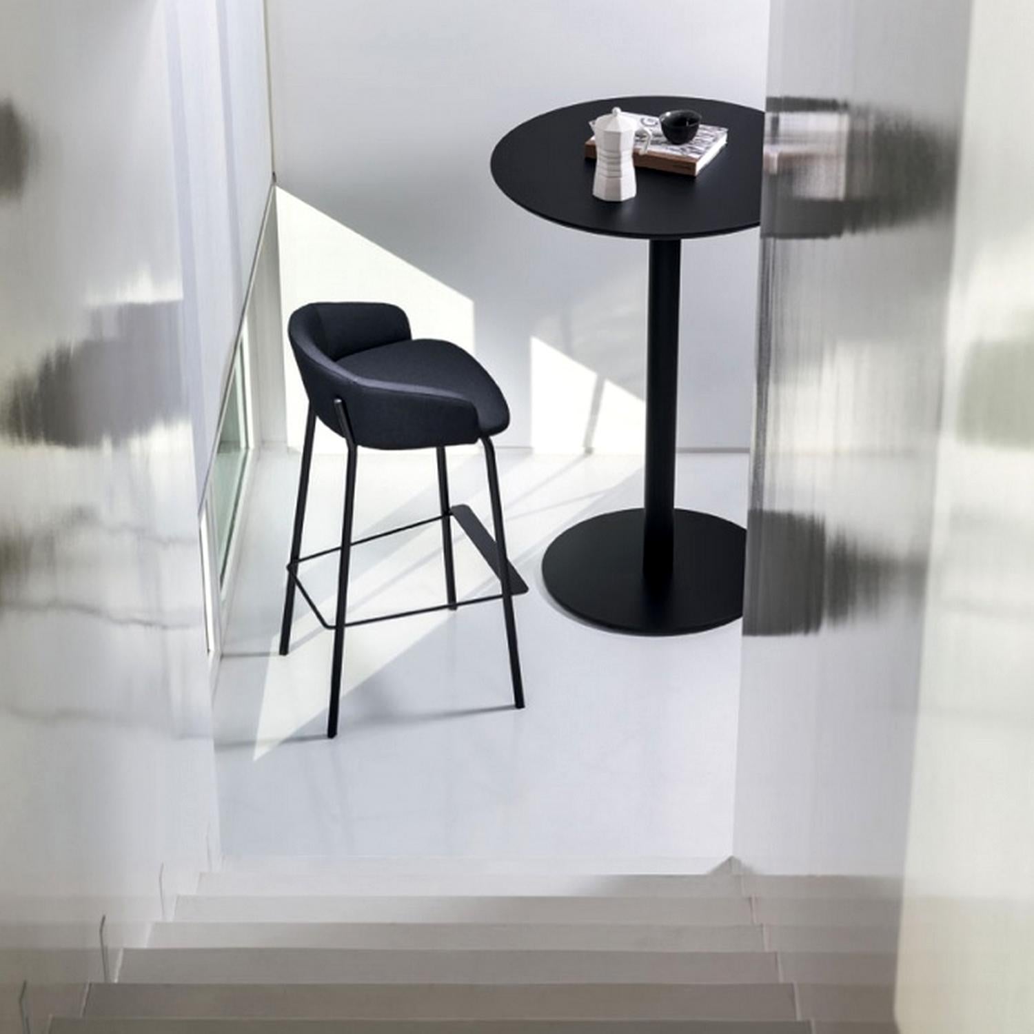Contemporary In Stock in Los Angeles, Black Leather Stool by Marco Zito, Made in Italy