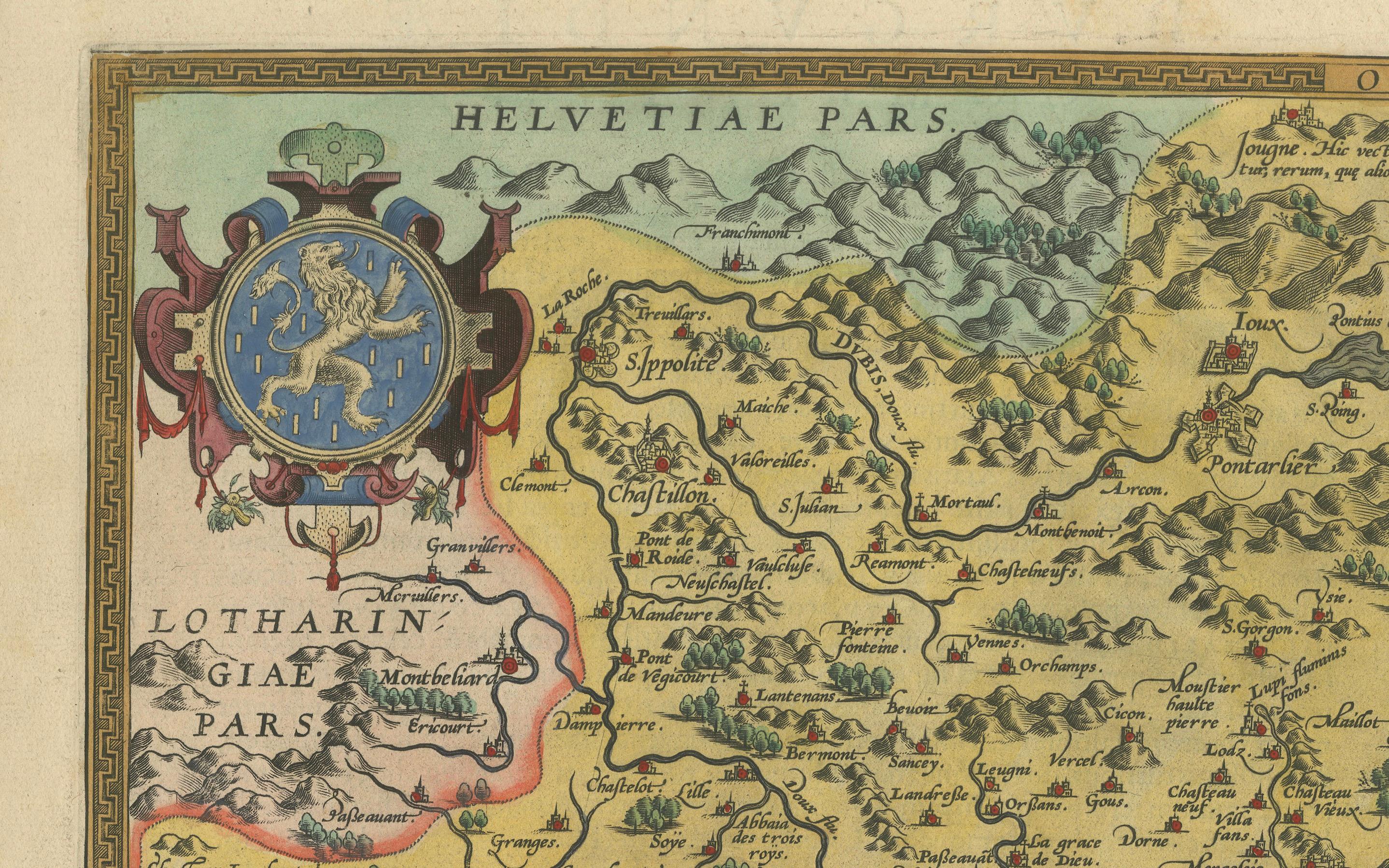 1579 Ornatkarte der Grafschaft Burgund von Ferdinand de Lannoy

Beschreibung der Karte:

Dies ist eine wunderschön detaillierte Karte der Region Burgund mit dem Titel 
