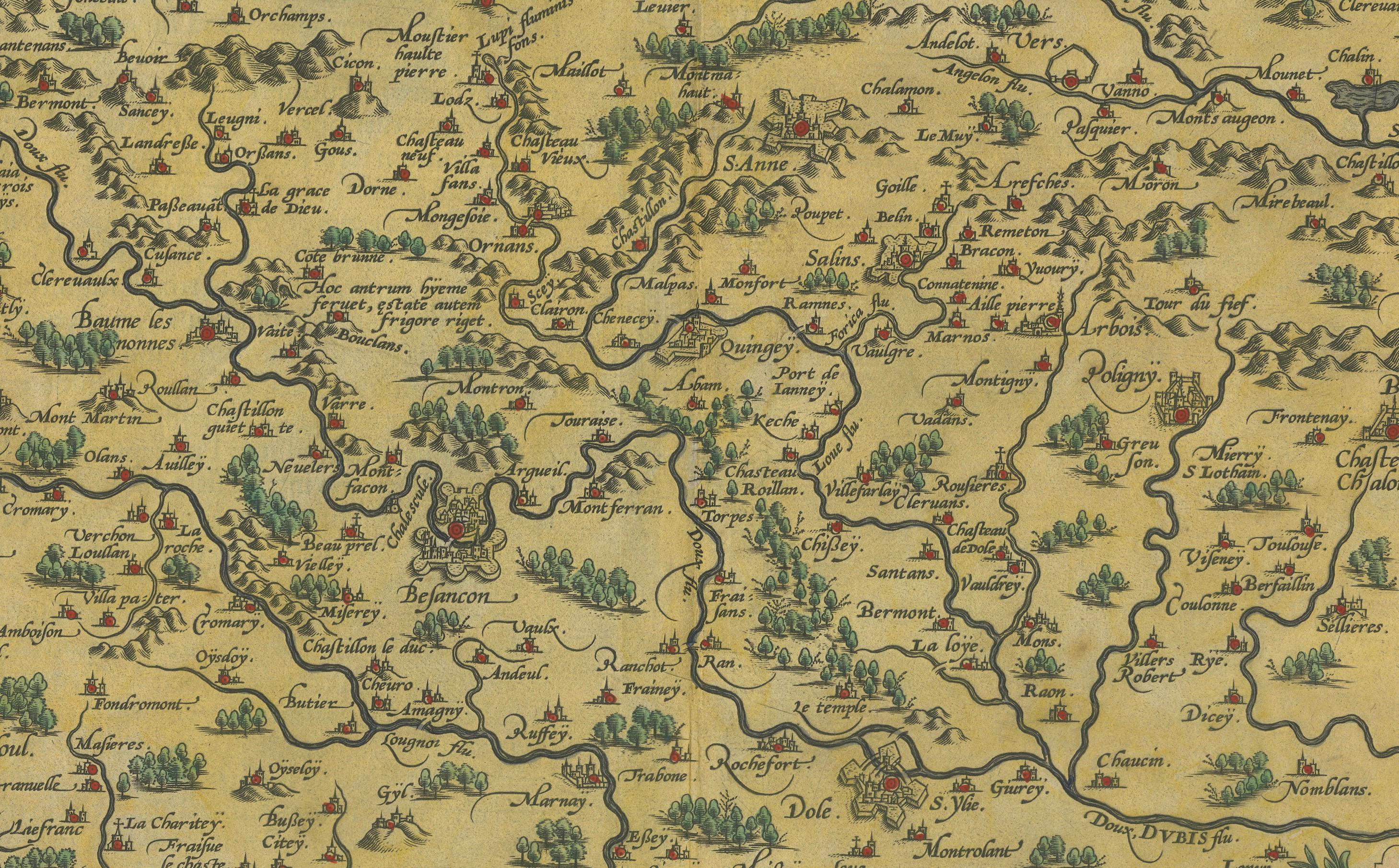 1579 Ornatkarte der Grafschaft Burgund von Ferdinand de Lannoy (18. Jahrhundert und früher) im Angebot