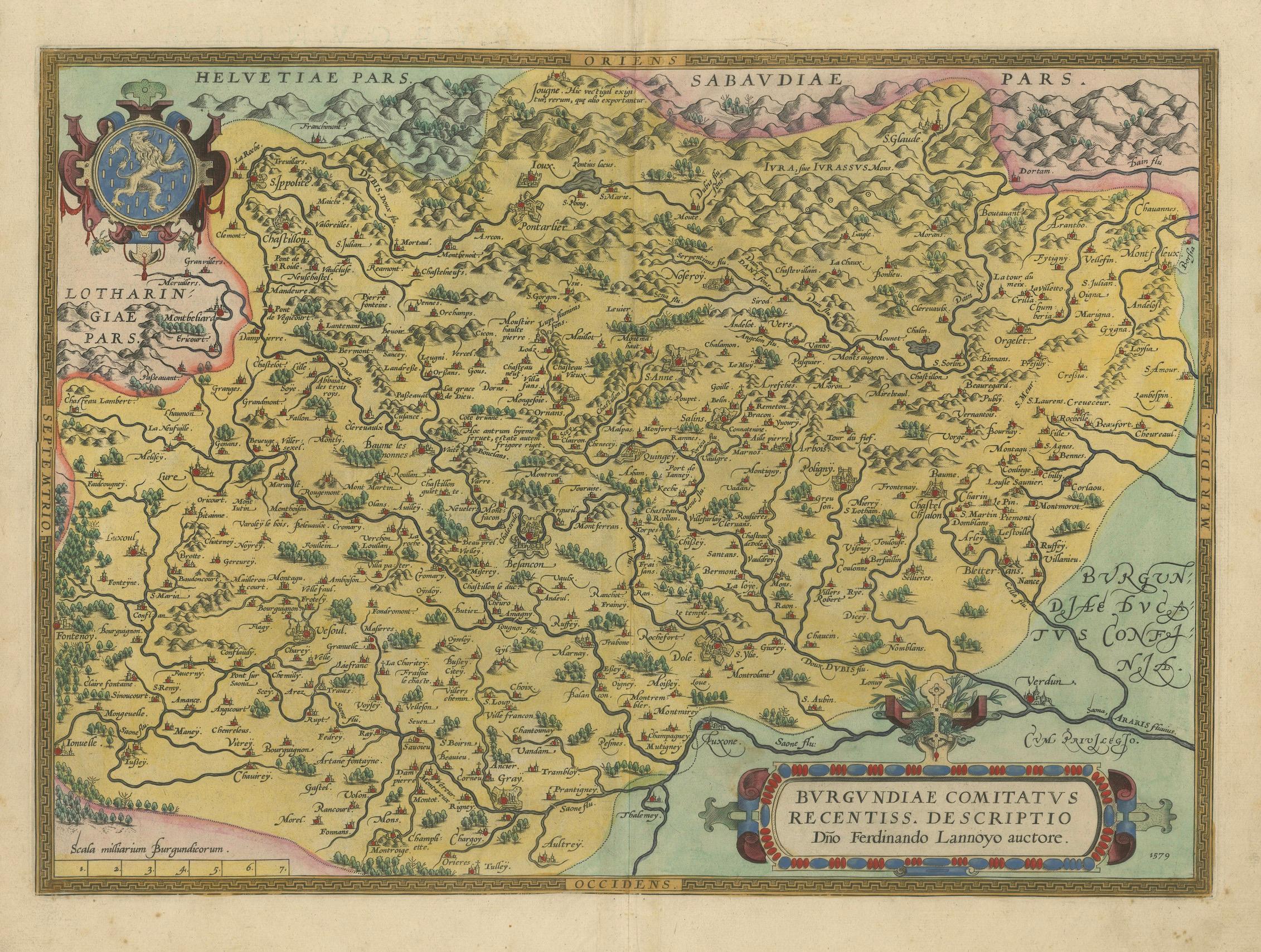 1579 Ornatkarte der Grafschaft Burgund von Ferdinand de Lannoy (Papier) im Angebot