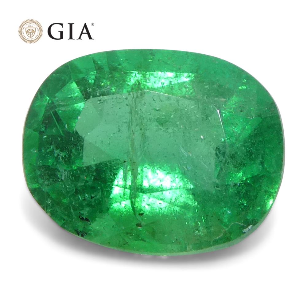 1,57 carati di smeraldo verde a cuscino certificato GIA Zambia (F1) in vendita 5