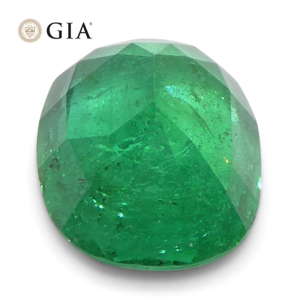 1,57 carati di smeraldo verde a cuscino certificato GIA Zambia (F1) in vendita 6