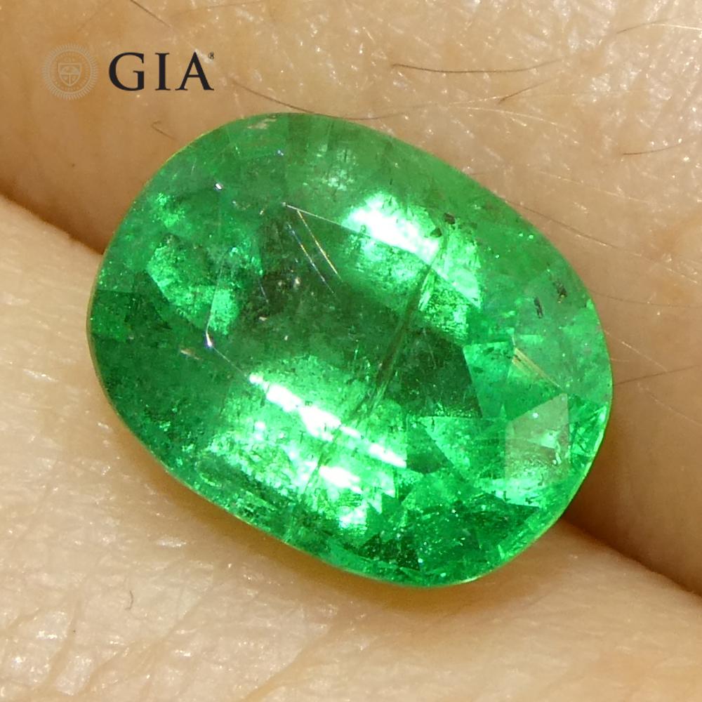 1,57 carati di smeraldo verde a cuscino certificato GIA Zambia (F1) in vendita 8