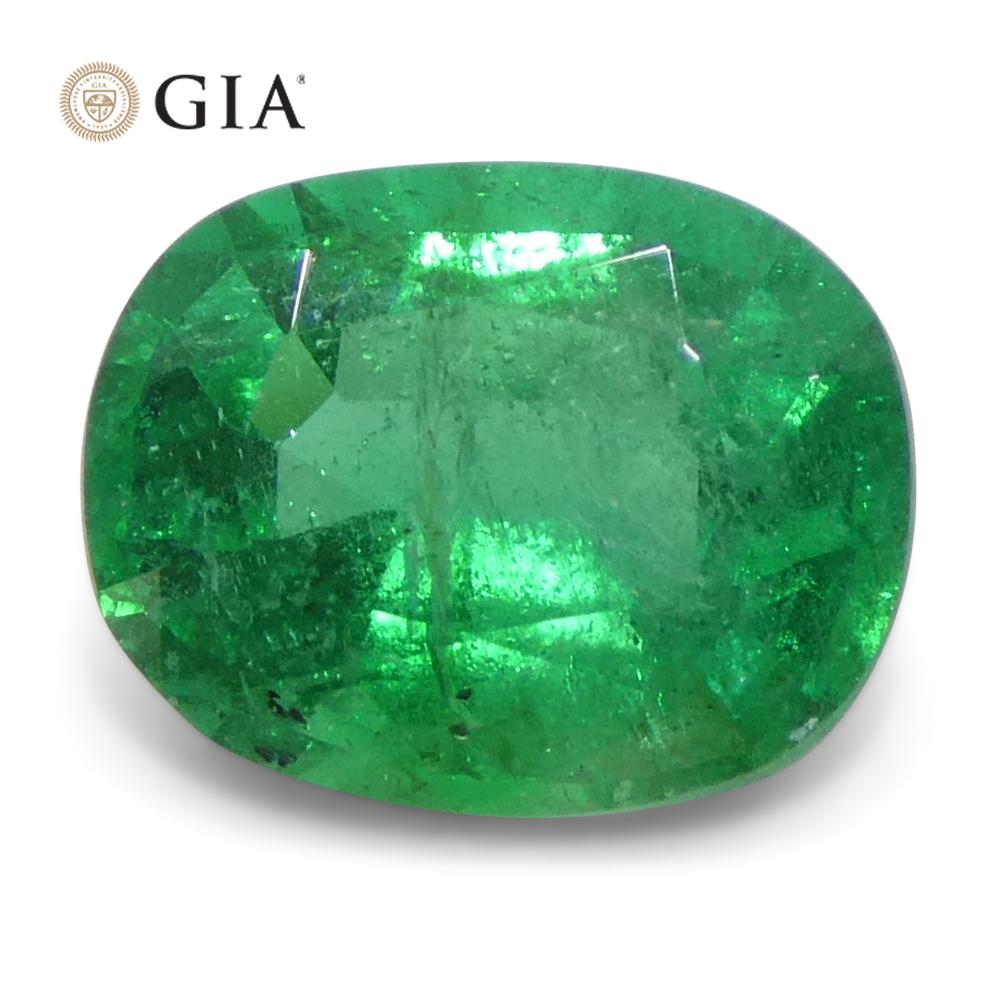 1,57 carati di smeraldo verde a cuscino certificato GIA Zambia (F1) In condizioni Nuovo in vendita a Toronto, Ontario