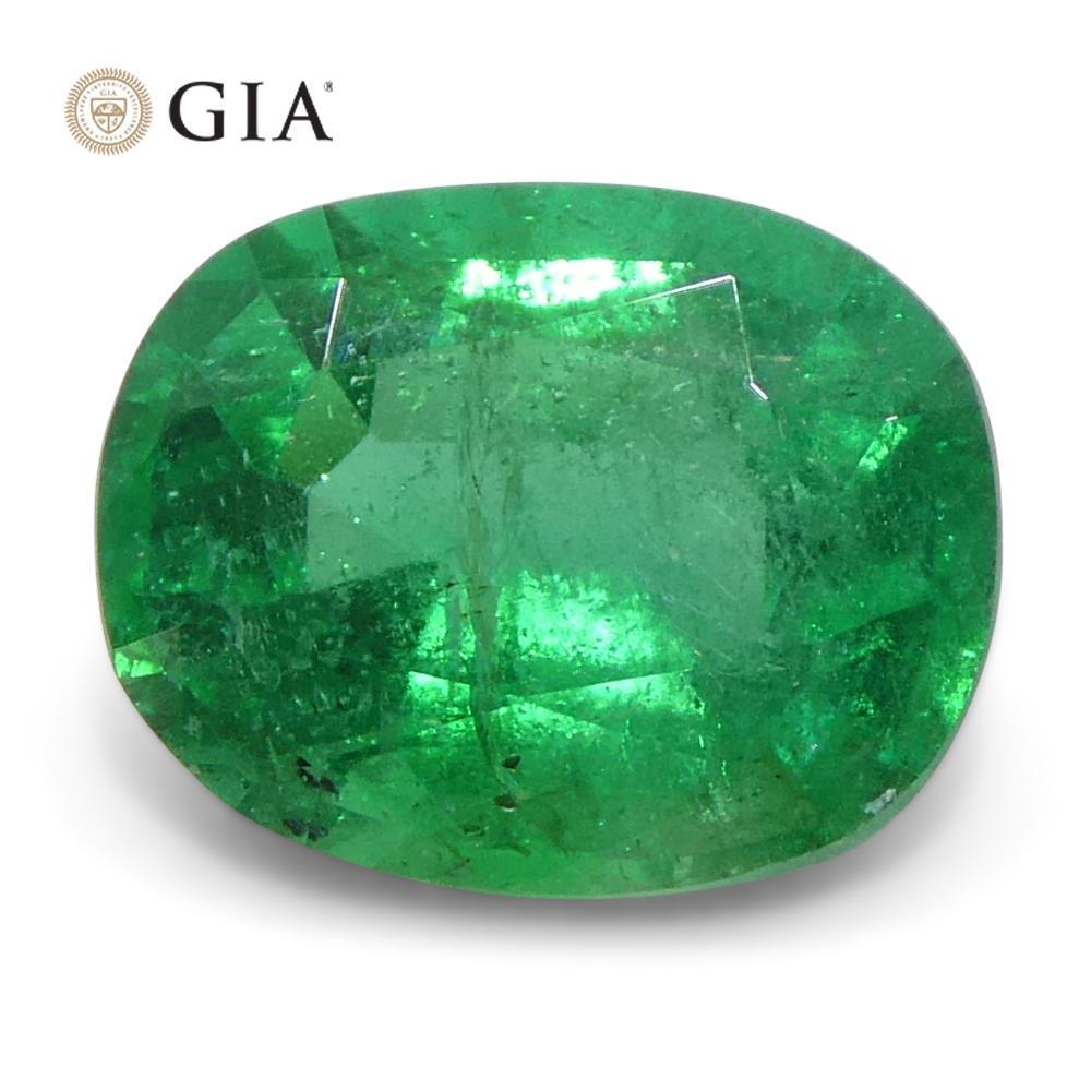 da uomo o donna 1,57 carati di smeraldo verde a cuscino certificato GIA Zambia (F1) in vendita
