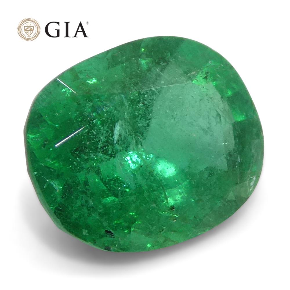 1,57 carati di smeraldo verde a cuscino certificato GIA Zambia (F1) in vendita 1