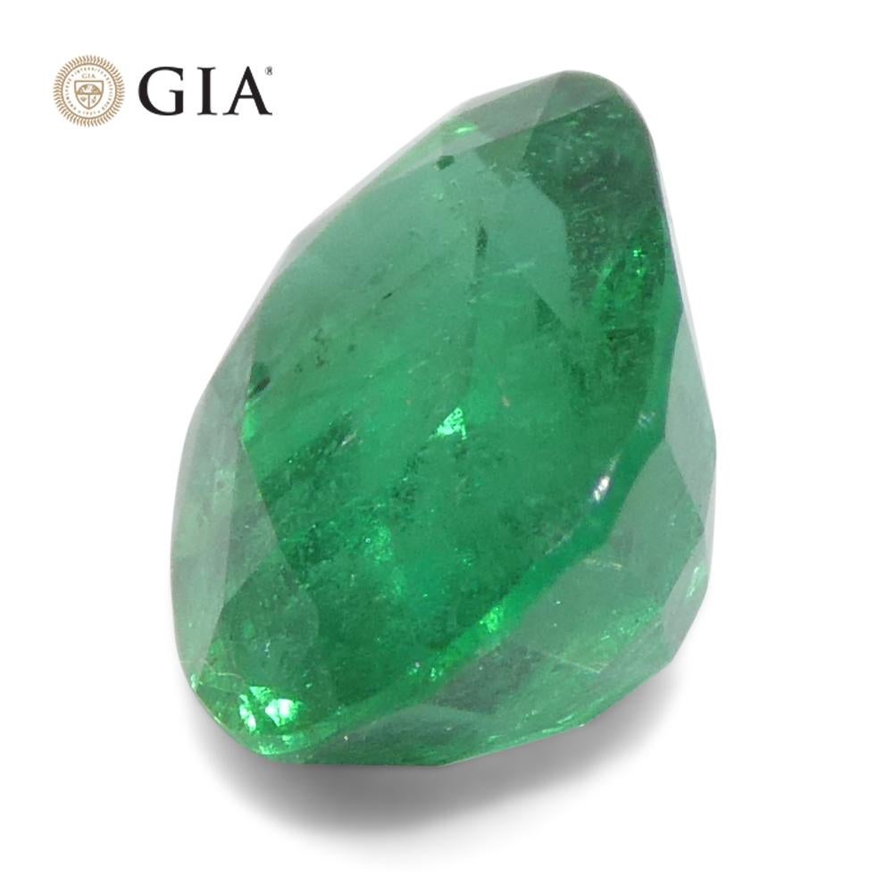 1,57 carati di smeraldo verde a cuscino certificato GIA Zambia (F1) in vendita 3