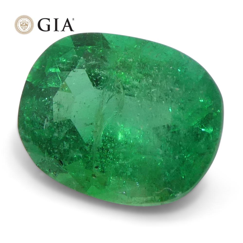 1,57 carati di smeraldo verde a cuscino certificato GIA Zambia (F1) in vendita 4