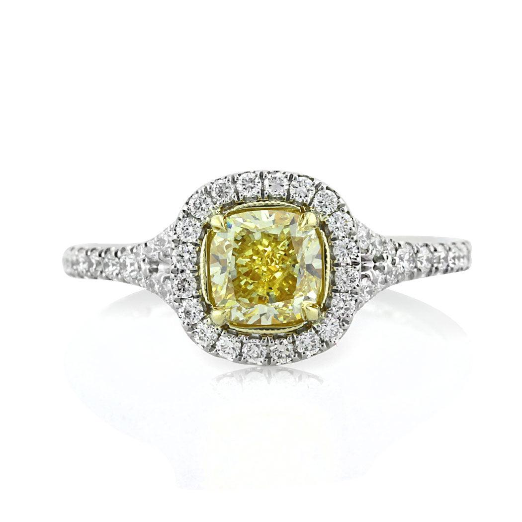 1.57ct Fancy Yellow Cushion Cut Diamond Engagement Ring